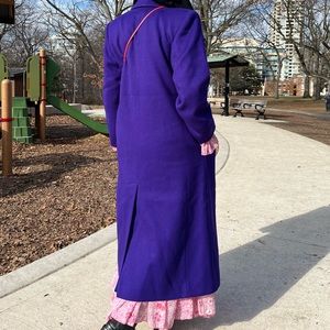 Vintage London Fog Purple knee-length Single Breast Coat Size 8-M 100% Wool